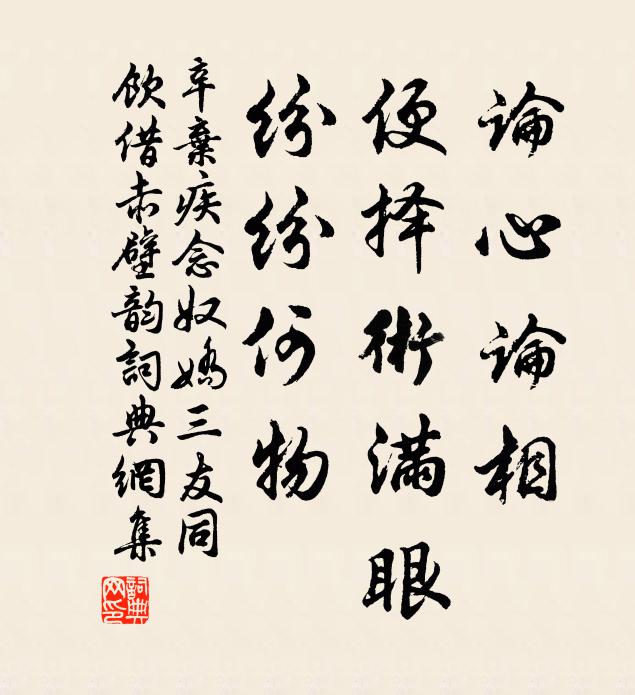 辛弃疾论心论相，便择术满眼，纷纷何物书法作品欣赏