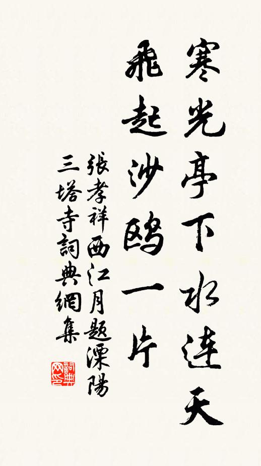 张孝祥寒光亭下水连天，飞起沙鸥一片书法作品欣赏