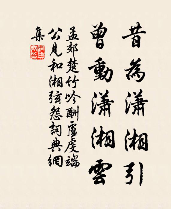 孟郊昔为潇湘引，曾动潇湘云书法作品欣赏