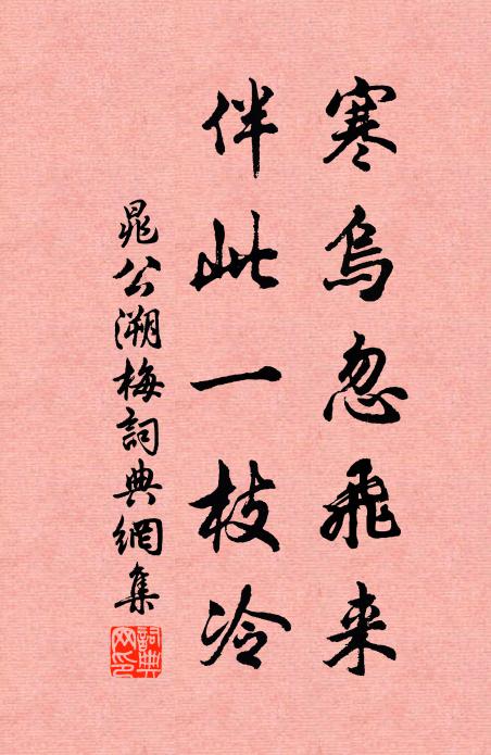 晁公溯寒乌忽飞来，伴此一枝冷书法作品欣赏