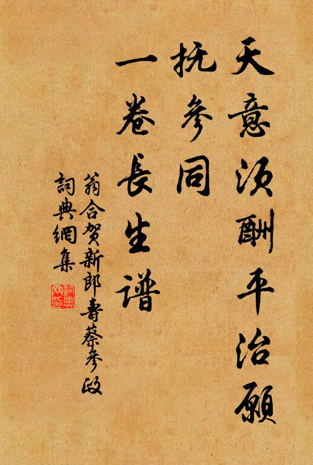 翁合天意须酬平治愿，抚参同、一卷长生谱书法作品欣赏