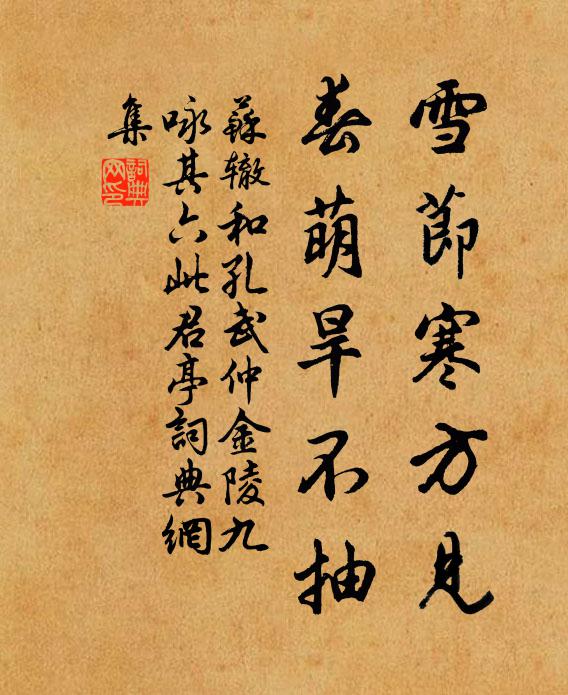 苏辙雪节寒方见，春萌旱不抽书法作品欣赏