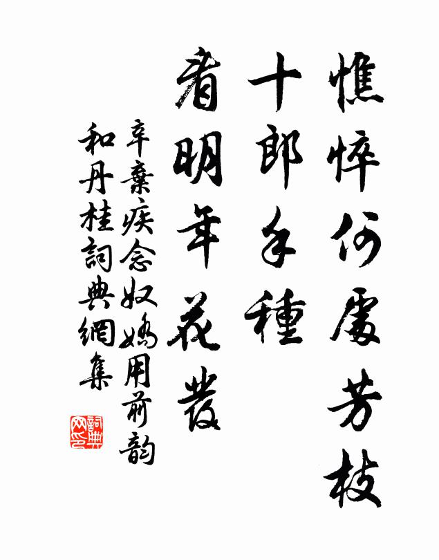 辛弃疾憔悴何处芳枝，十郎手种，看明年花发书法作品欣赏