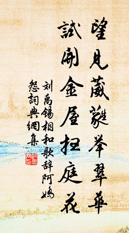 刘禹锡望见葳蕤举翠华，试开金屋扫庭花书法作品欣赏