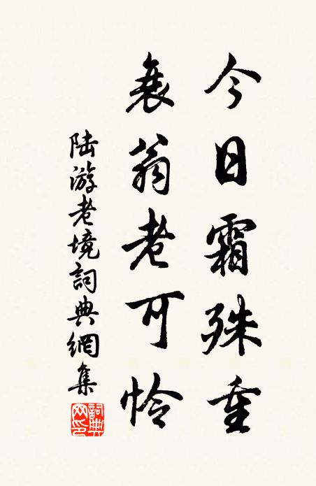 陆游今日霜殊重，衰翁老可怜书法作品欣赏
