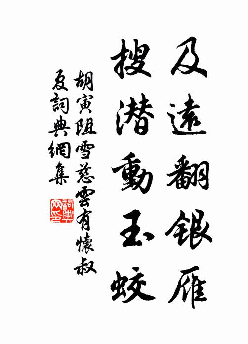 胡寅及远翻银雁,搜潜动玉蛟书法作品欣赏