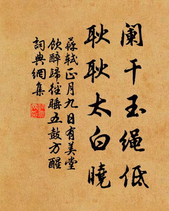 苏轼阑干玉绳低，耿耿太白晓书法作品欣赏