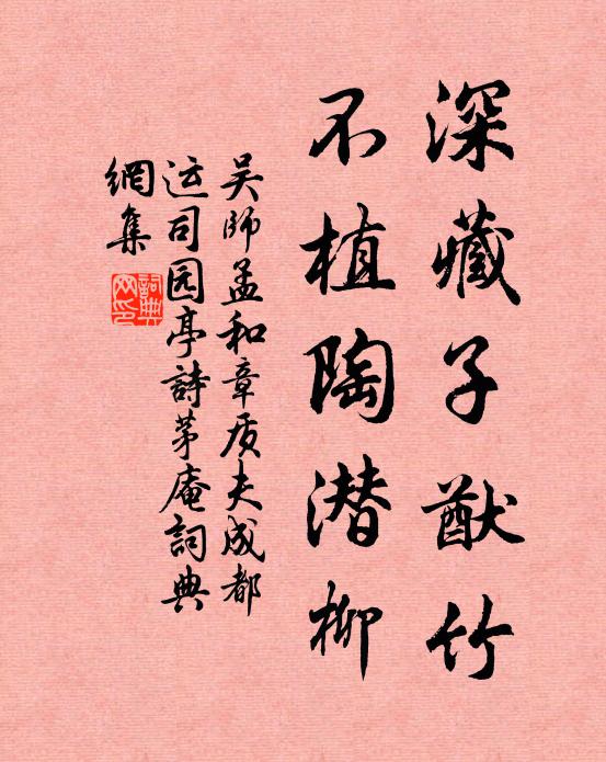 吴师孟深藏子猷竹，不植陶潜柳书法作品欣赏