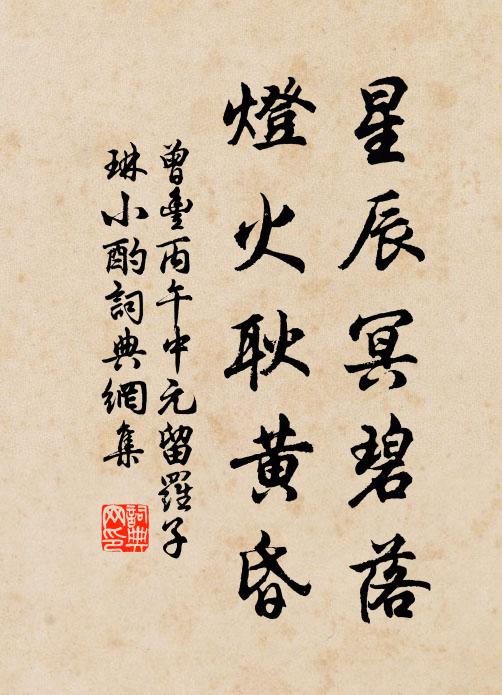 曾丰星辰冥碧落，灯火耿黄昏书法作品欣赏