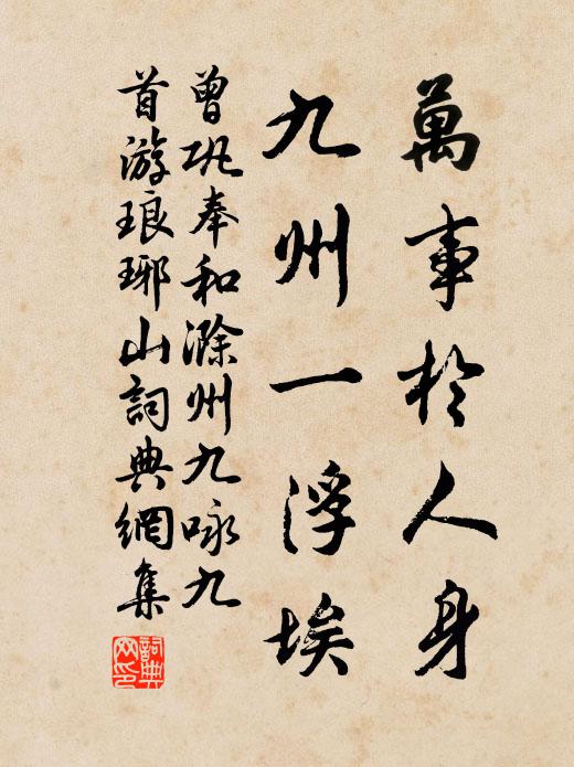 曾巩万事于人身，九州一浮埃书法作品欣赏