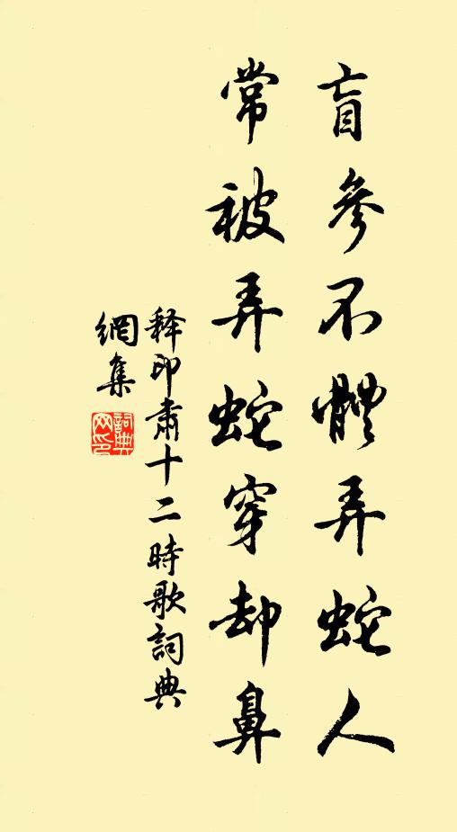 释印肃盲参不体弄蛇人，常被弄蛇穿却鼻书法作品欣赏