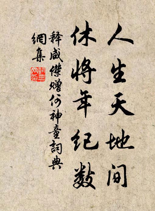 释咸杰人生天地间，休将年纪数书法作品欣赏
