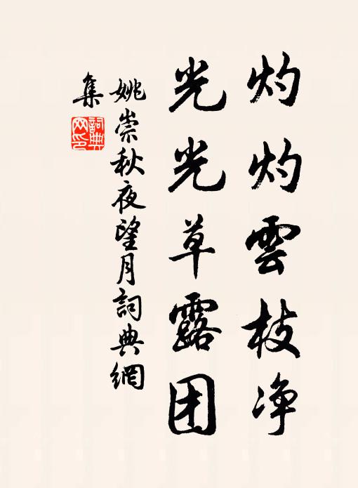 姚崇灼灼云枝净，光光草露团书法作品欣赏