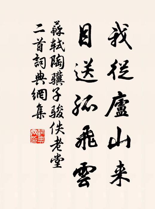 苏轼我从庐山来，目送孤飞云书法作品欣赏