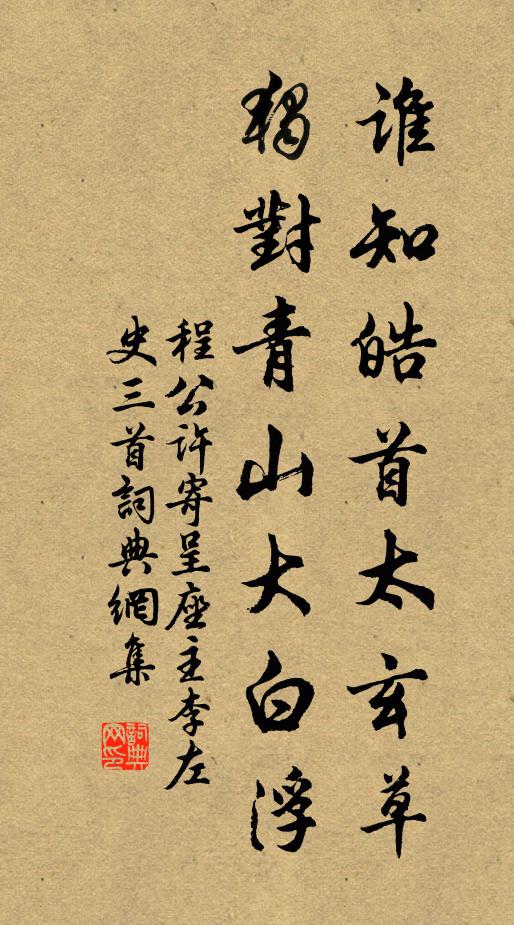 程公许谁知皓首太玄草，独对青山大白浮书法作品欣赏
