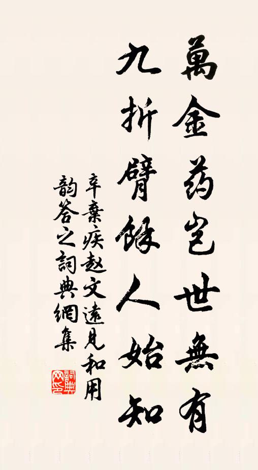 辛弃疾万金药岂世无有，九折臂余人始知书法作品欣赏