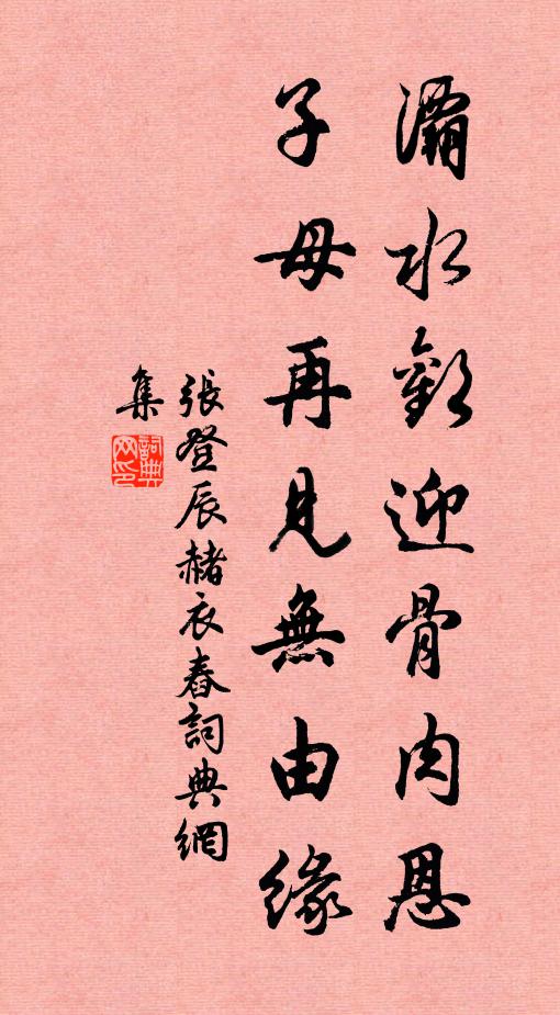 张登辰灞水欢迎骨肉恩，子母再见无由缘书法作品欣赏