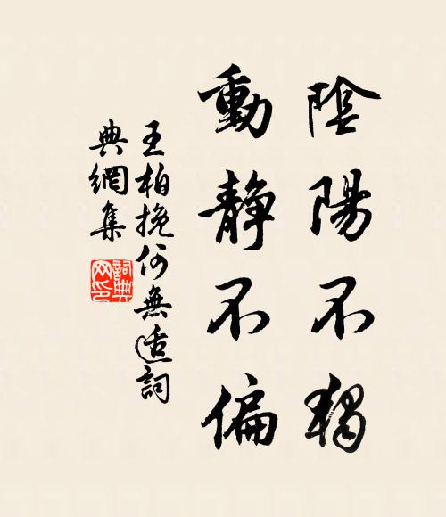 王柏阴阳不独，动静不偏书法作品欣赏