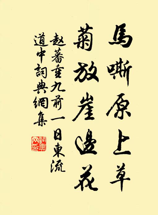 赵蕃马嘶原上草，菊放崖边花书法作品欣赏