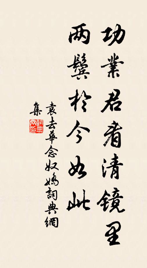 袁去华功业君看清镜里，两鬓于今如此书法作品欣赏