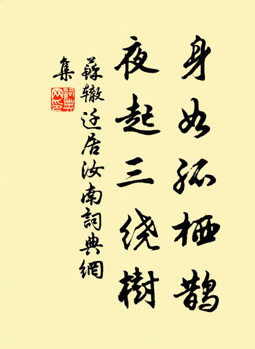 苏辙身如孤栖鹊，夜起三绕树书法作品欣赏