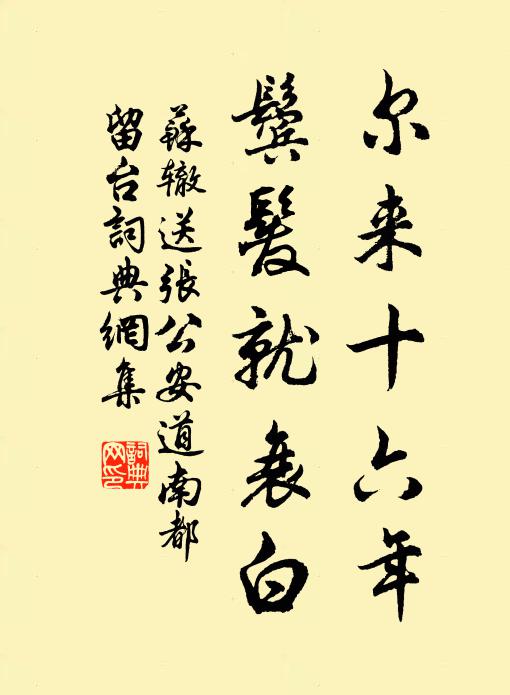 苏辙尔来十六年，鬓发就衰白书法作品欣赏