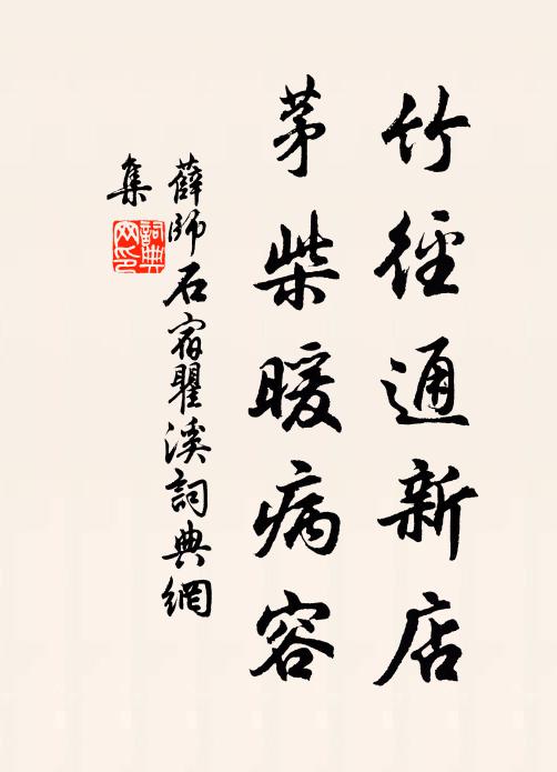 薛师石竹径通新店，茅柴暖病容书法作品欣赏