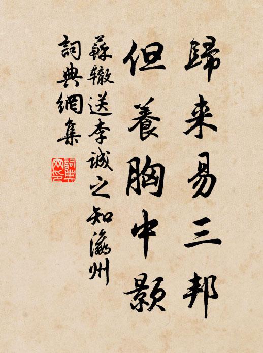 苏辙归来易三邦，但养胸中颢书法作品欣赏