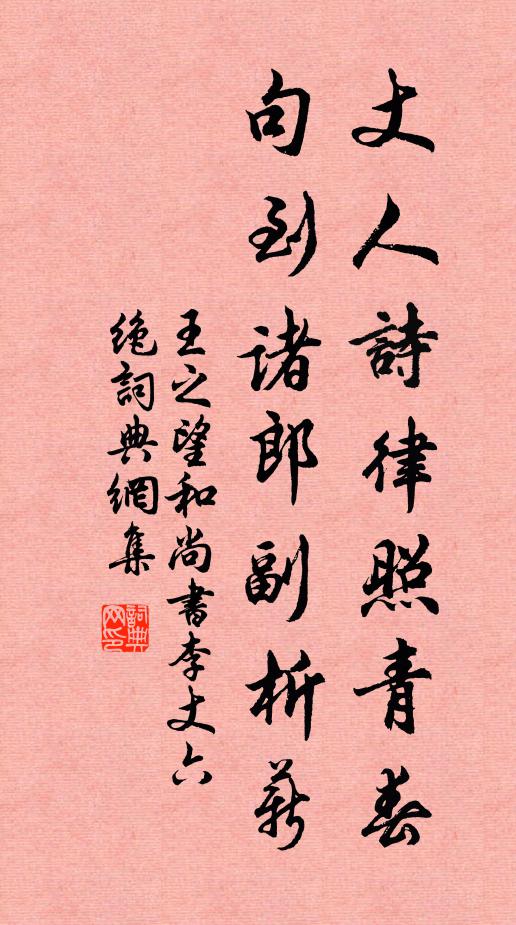 王之望丈人诗律照青春，句到诸郎副析薪书法作品欣赏