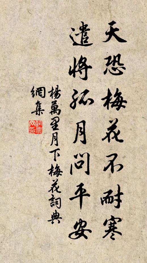 杨万里天恐梅花不耐寒，遣将孤月问平安书法作品欣赏