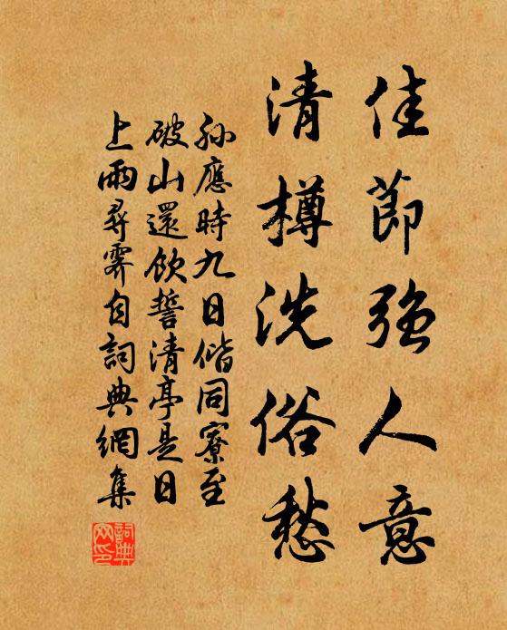 孙应时佳节强人意，清樽洗俗愁书法作品欣赏