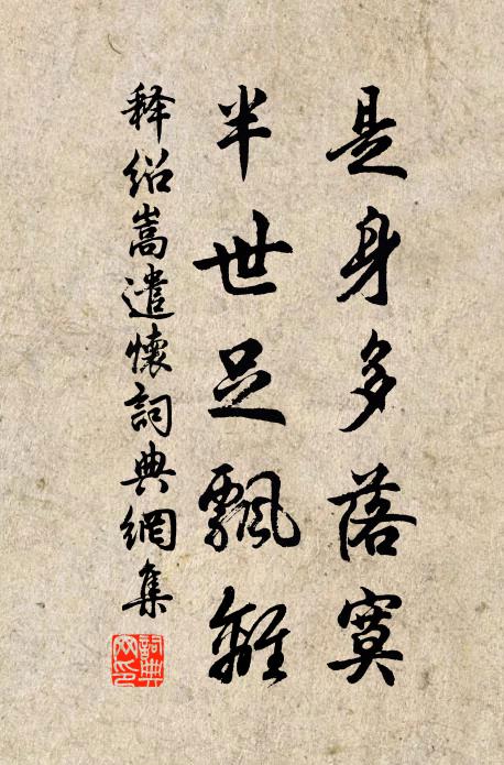 释绍嵩是身多落寞，半世足飘离书法作品欣赏