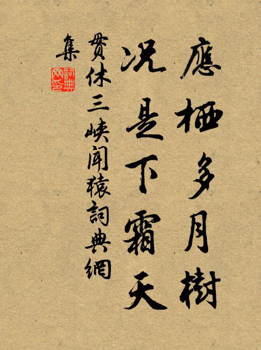 贯休应栖多月树，况是下霜天书法作品欣赏