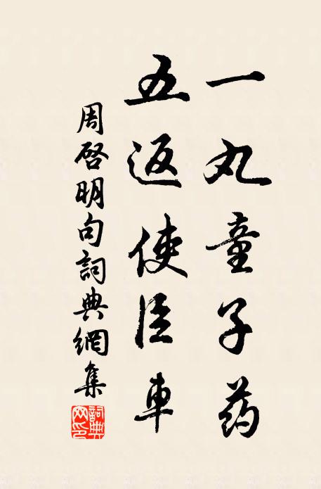 周启明一丸童子药，五返使臣车。书法作品欣赏