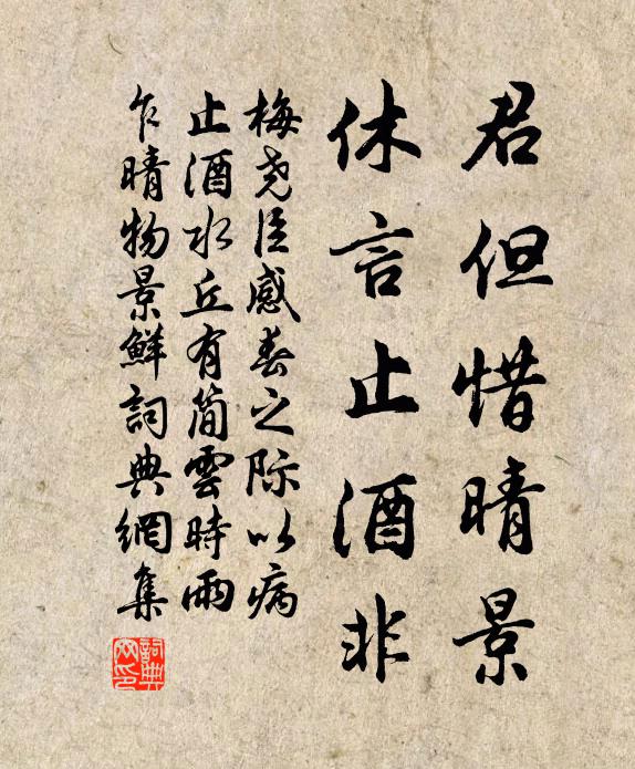 梅尧臣君但惜晴景，休言止酒非书法作品欣赏