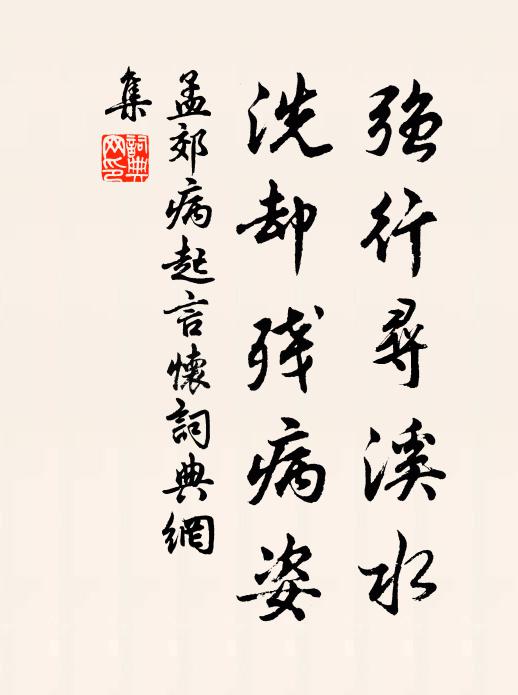 孟郊强行寻溪水，洗却残病姿书法作品欣赏