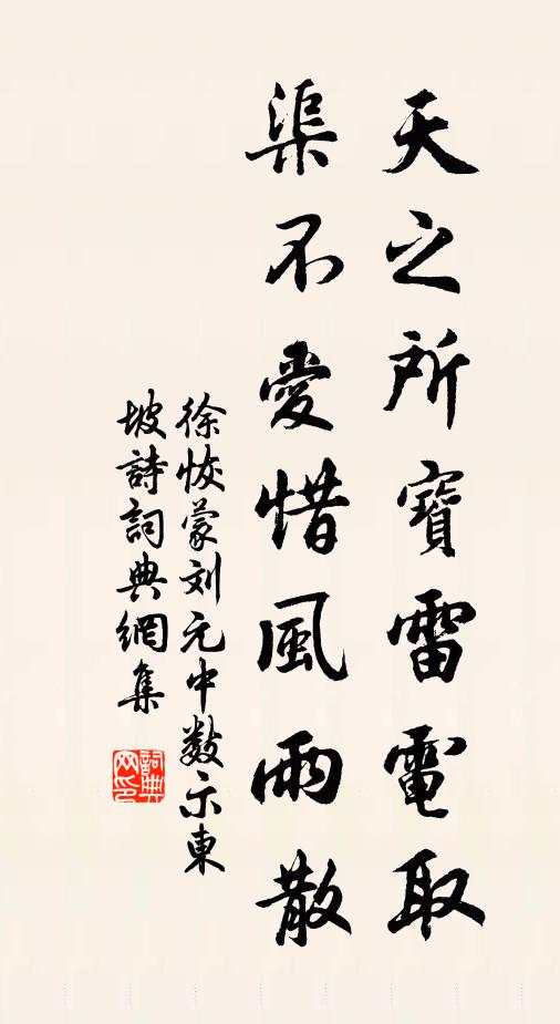 徐恢天之所宝雷电取，渠不爱惜风雨散书法作品欣赏
