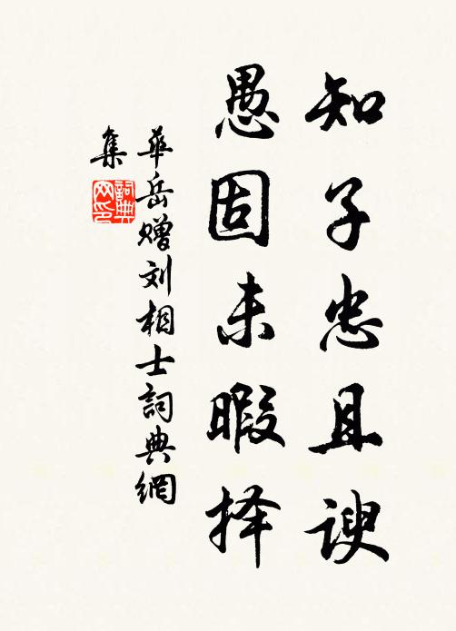 华岳知子忠且谀，愚固未暇择书法作品欣赏