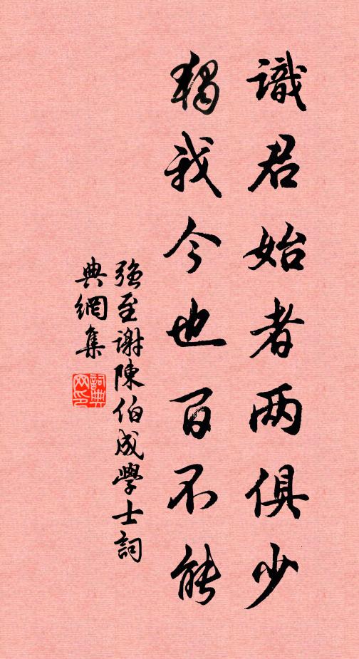 强至识君始者两俱少，独我今也百不能书法作品欣赏
