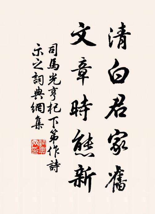 司马光清白君家旧，文章时态新书法作品欣赏
