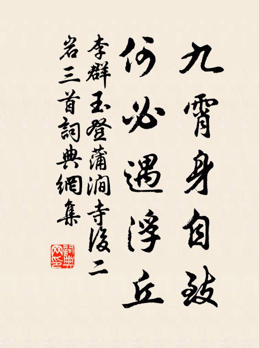 李群玉九霄身自致，何必遇浮丘书法作品欣赏