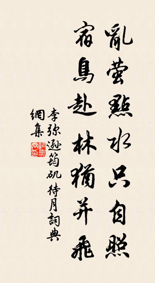 李弥逊乱萤点水只自照，宿鸟赴林犹并飞书法作品欣赏