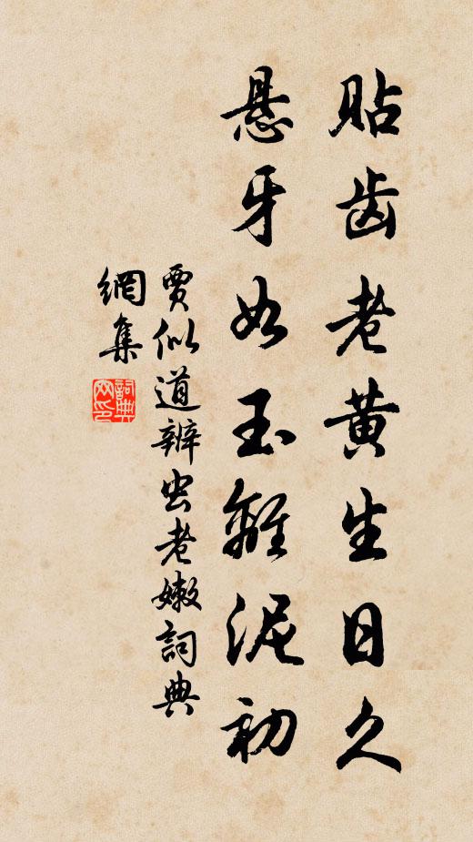 贾似道贴齿老黄生日久，悬牙如玉离泥初书法作品欣赏