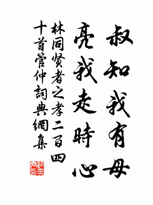 林同叔知我有母，亮我走时心书法作品欣赏