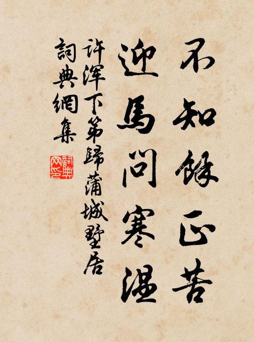 许浑不知余正苦，迎马问寒温书法作品欣赏