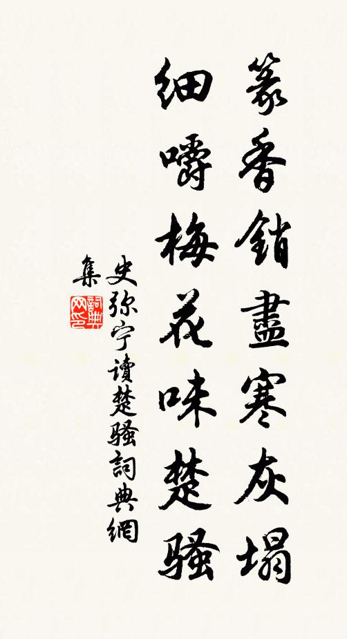 史弥宁篆香销尽寒灰塌，细嚼梅花味楚骚书法作品欣赏