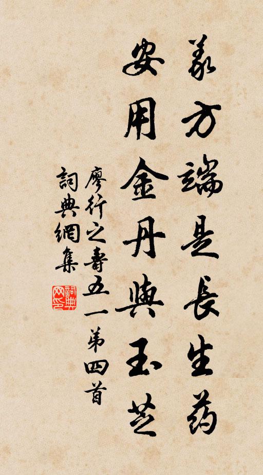 廖行之义方端是长生药，安用金丹与玉芝书法作品欣赏