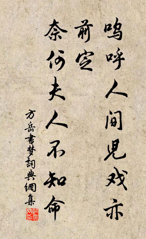 方岳呜呼人间儿戏亦前定，奈何夫人不知命书法作品欣赏