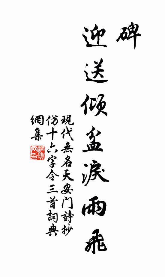 现代无名碑，迎送倾盆泪雨飞书法作品欣赏