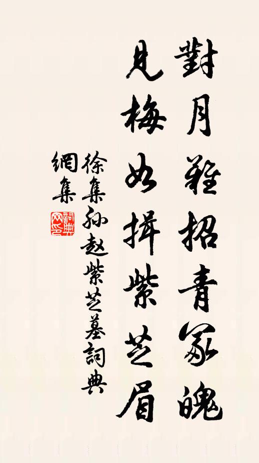 徐集孙对月难招青冢魄，见梅如揖紫芝眉书法作品欣赏